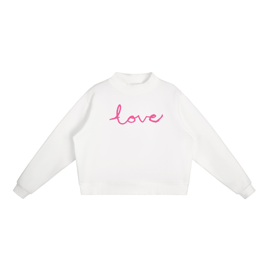 Handwritten Love Mock Neck Sweater